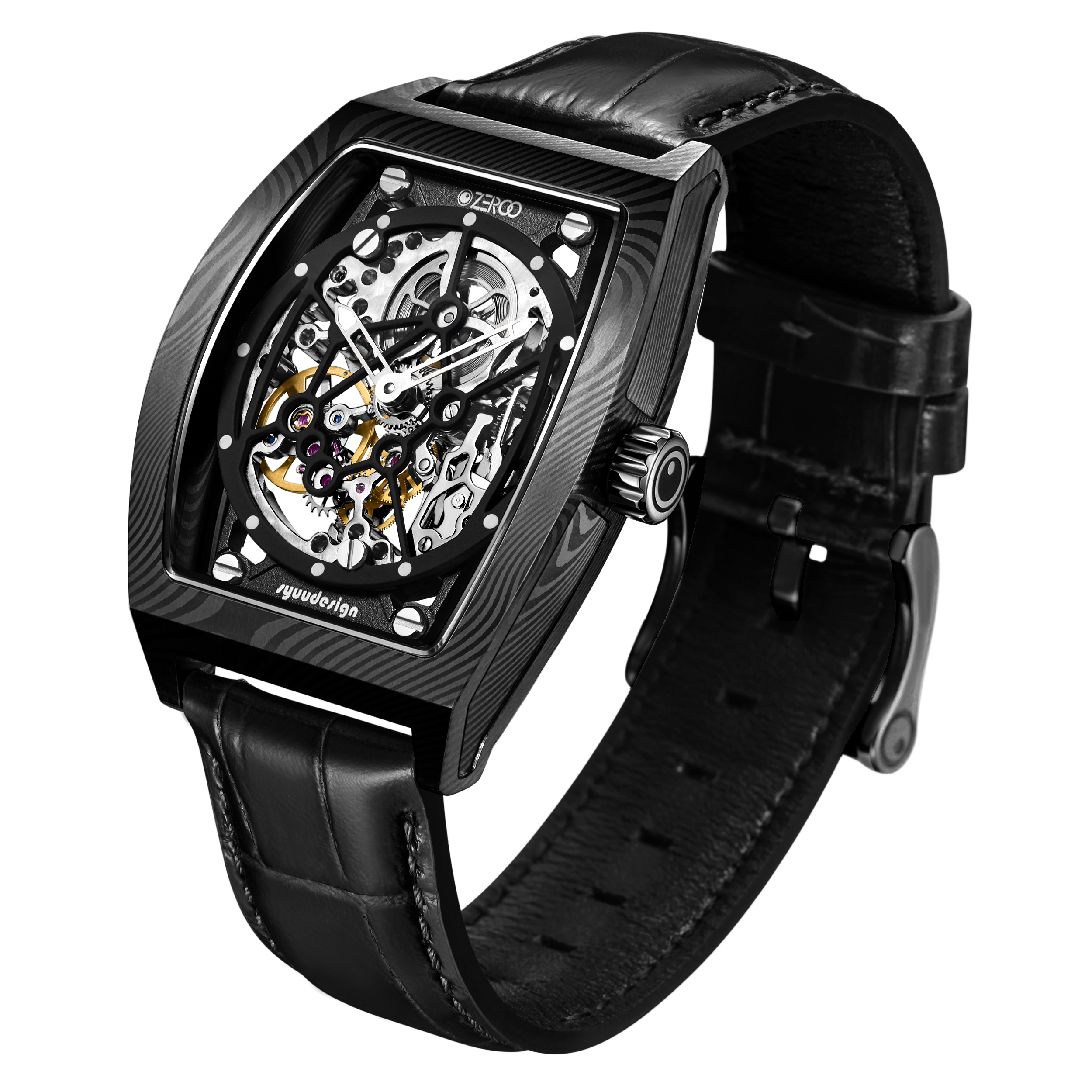 ZEROO M1D | DAMASCUS STEEL THE AURIGA SKELETON MECHANICAL