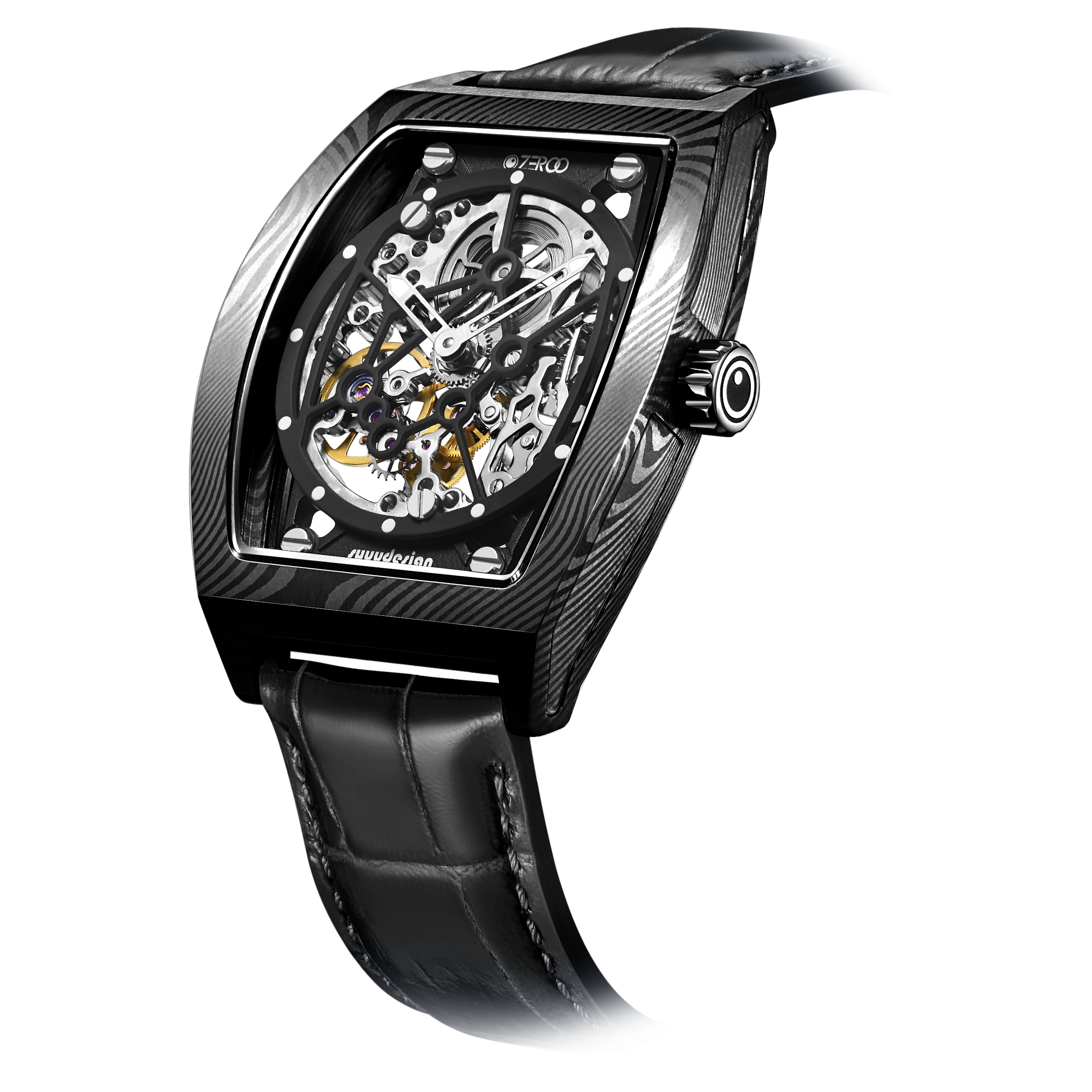 ZEROO M1D | DAMASCUS STEEL THE AURIGA SKELETON MECHANICAL