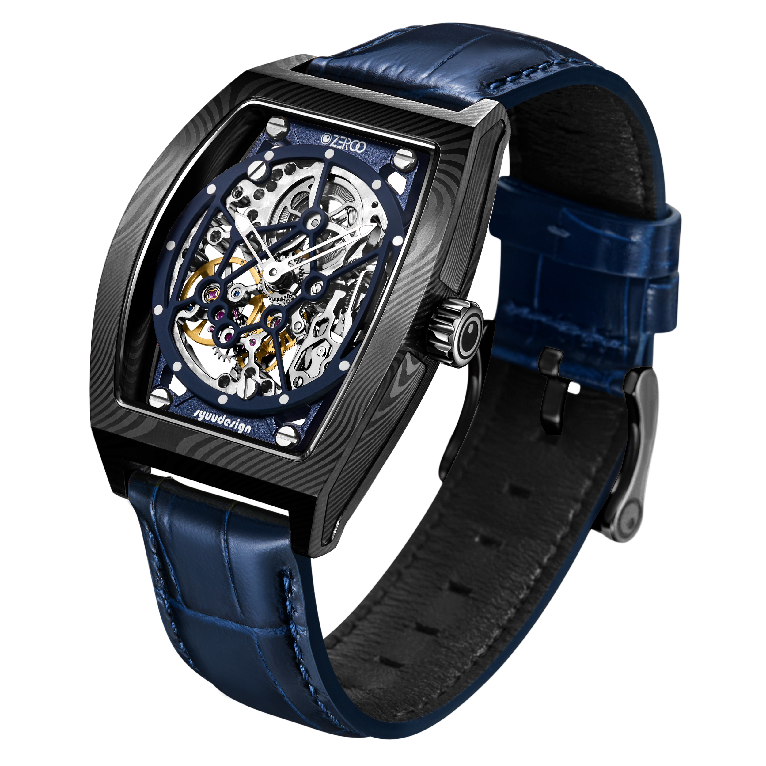 ZEROO M1D | DAMASCUS STEEL THE AURIGA SKELETON MECHANICAL