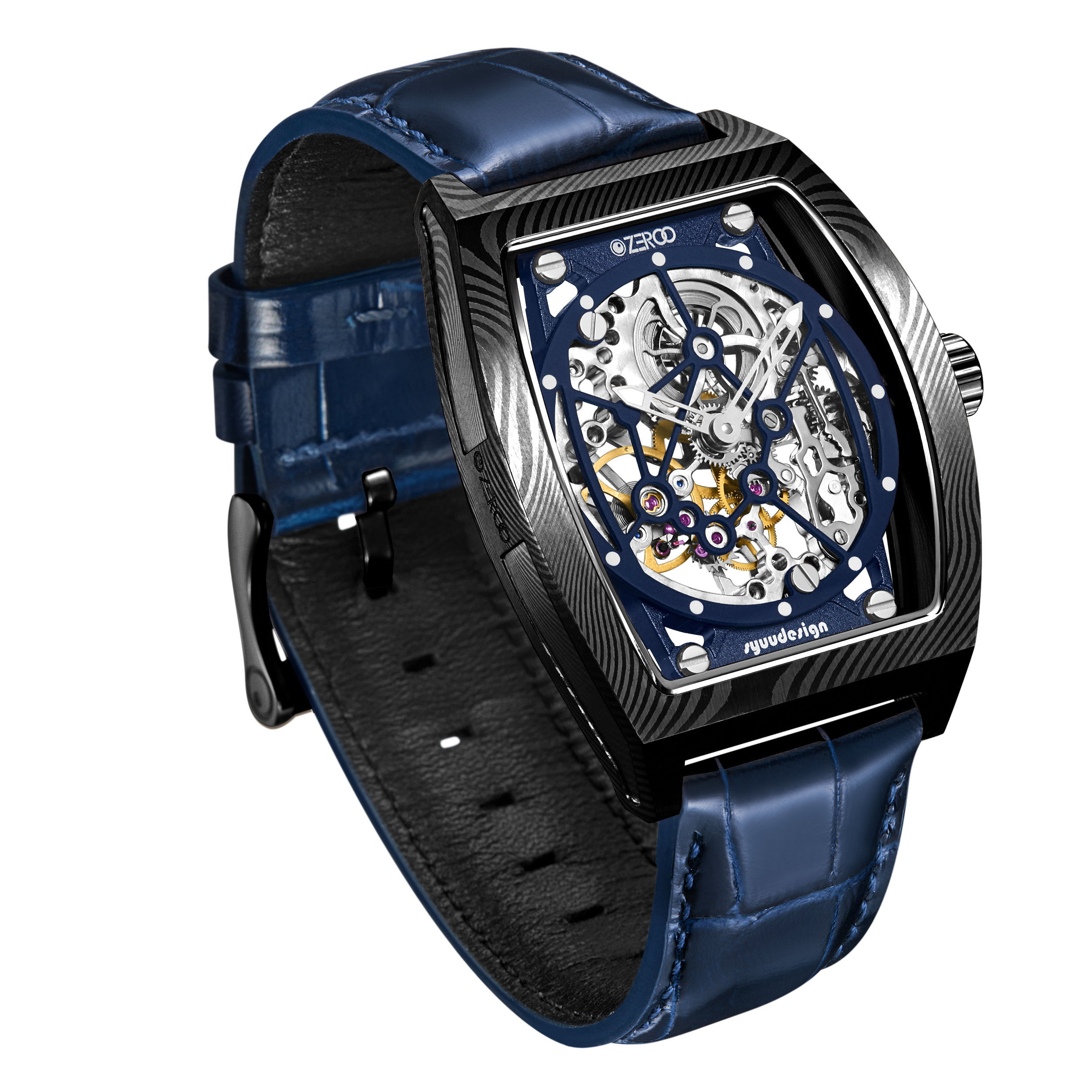 ZEROO M1D | DAMASCUS STEEL THE AURIGA SKELETON MECHANICAL