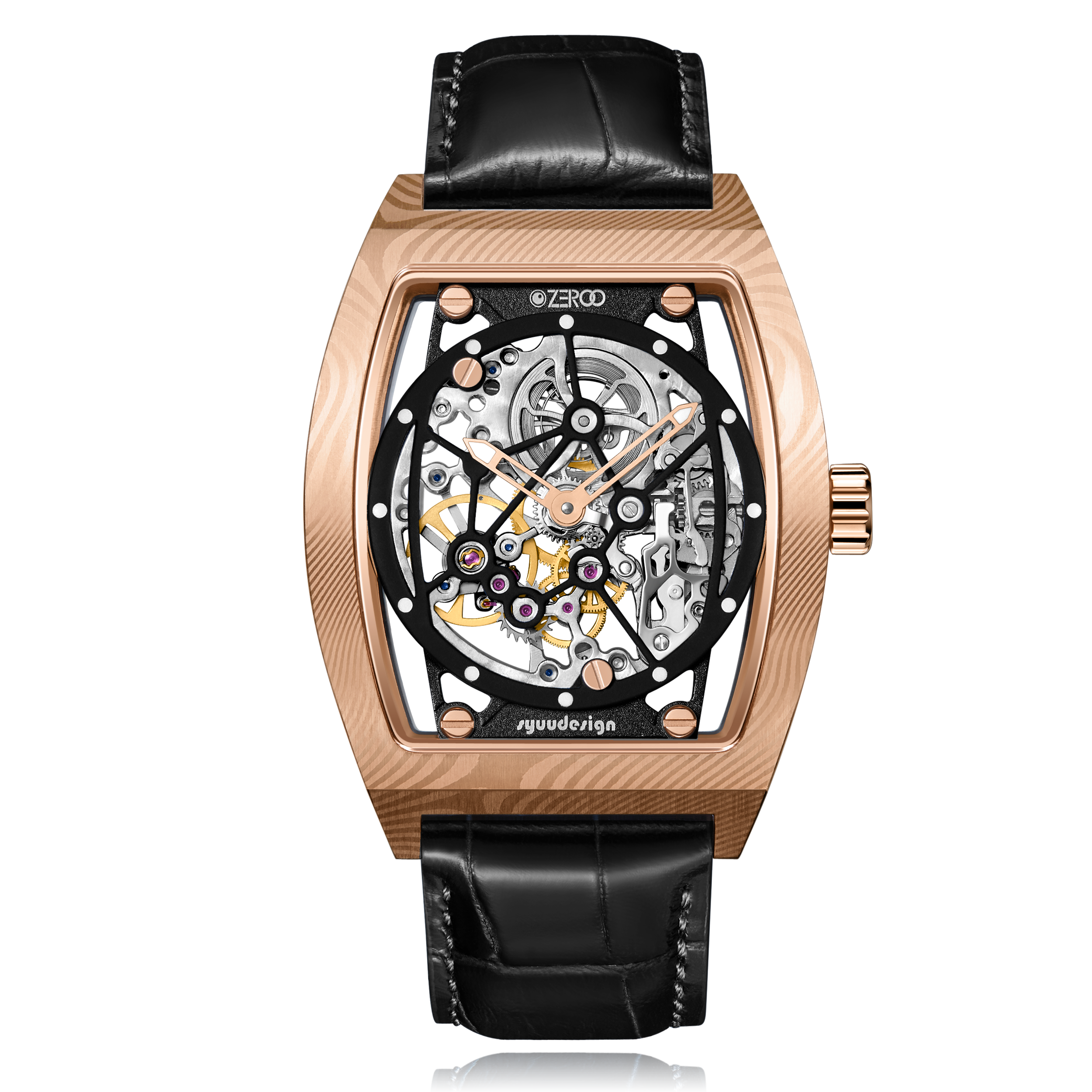 ZEROO M1D | DAMASCUS STEEL THE AURIGA SKELETON MECHANICAL