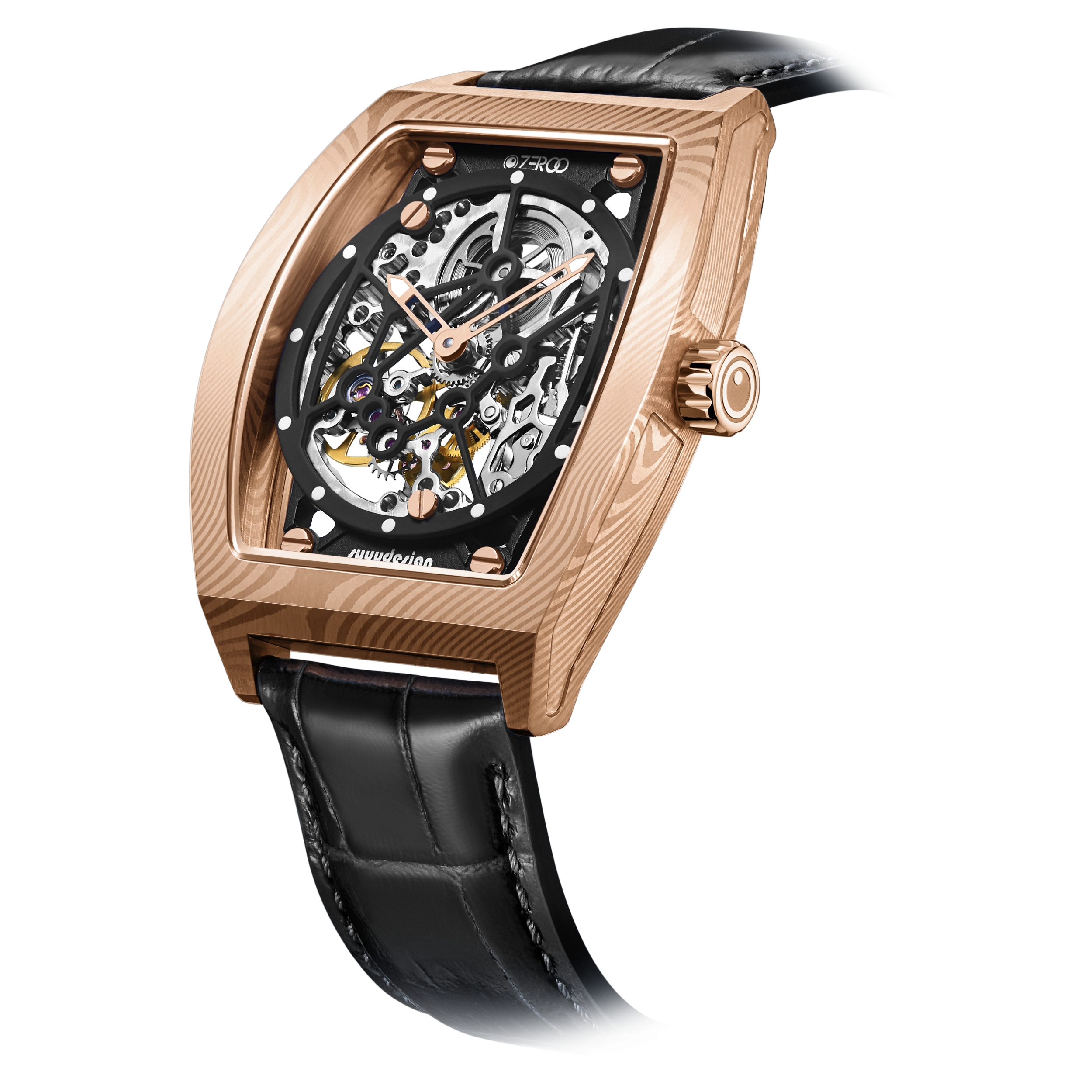 ZEROO M1D | DAMASCUS STEEL THE AURIGA SKELETON MECHANICAL