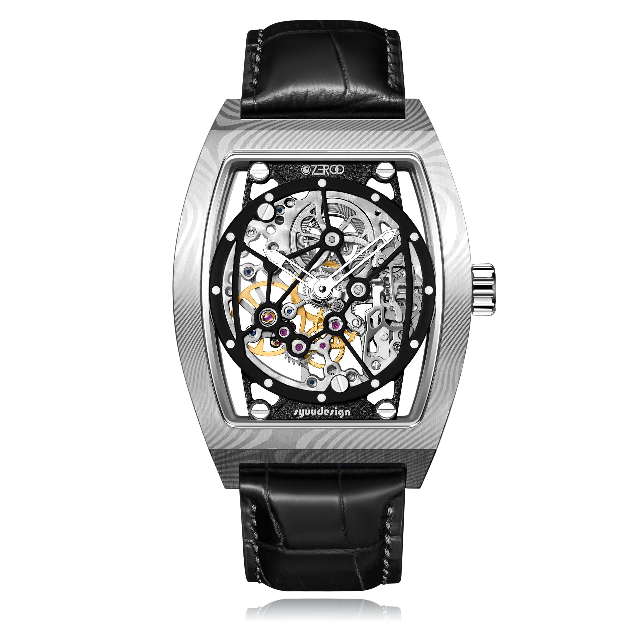 ZEROO M1D | DAMASCUS STEEL THE AURIGA SKELETON MECHANICAL