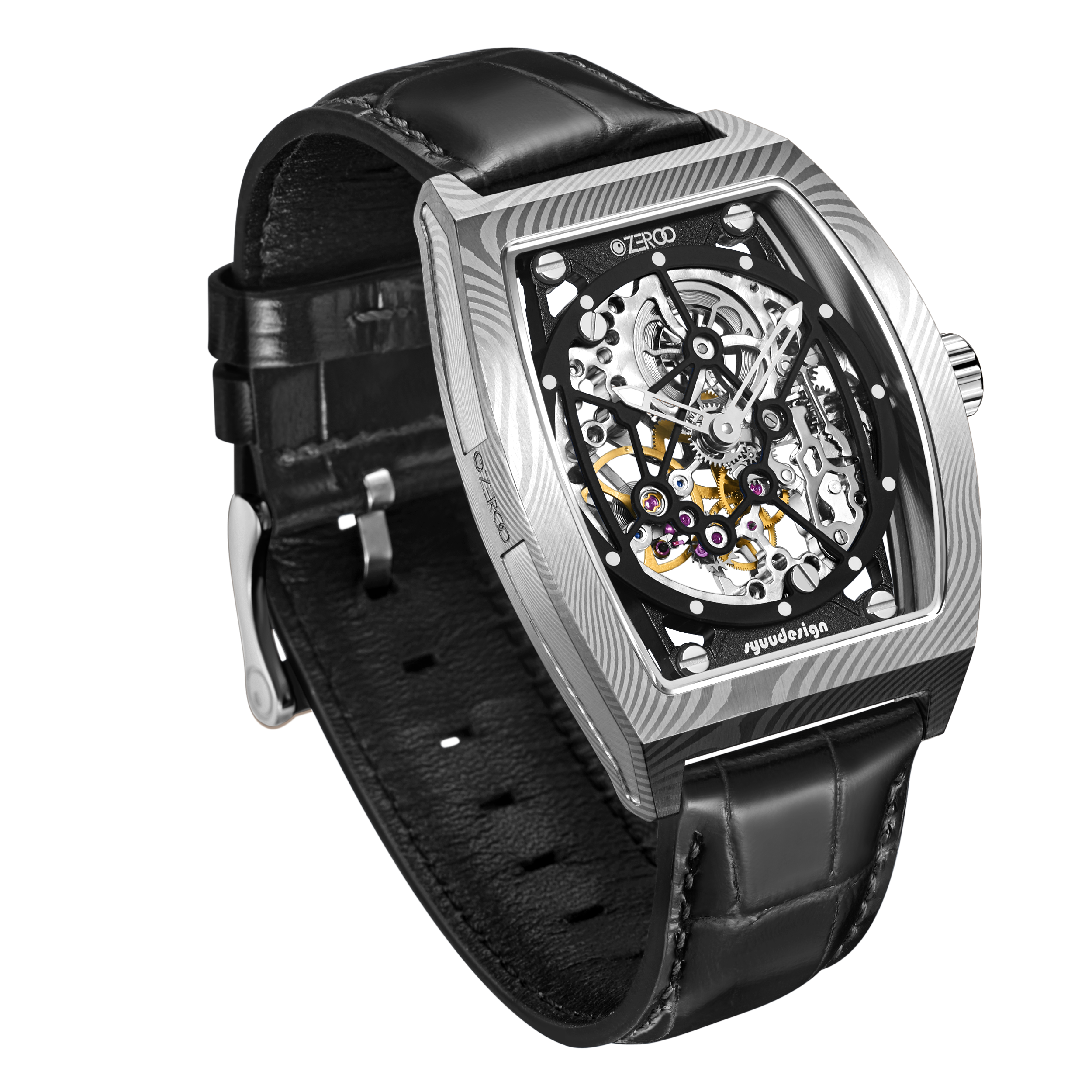 ZEROO M1D | DAMASCUS STEEL THE AURIGA SKELETON MECHANICAL