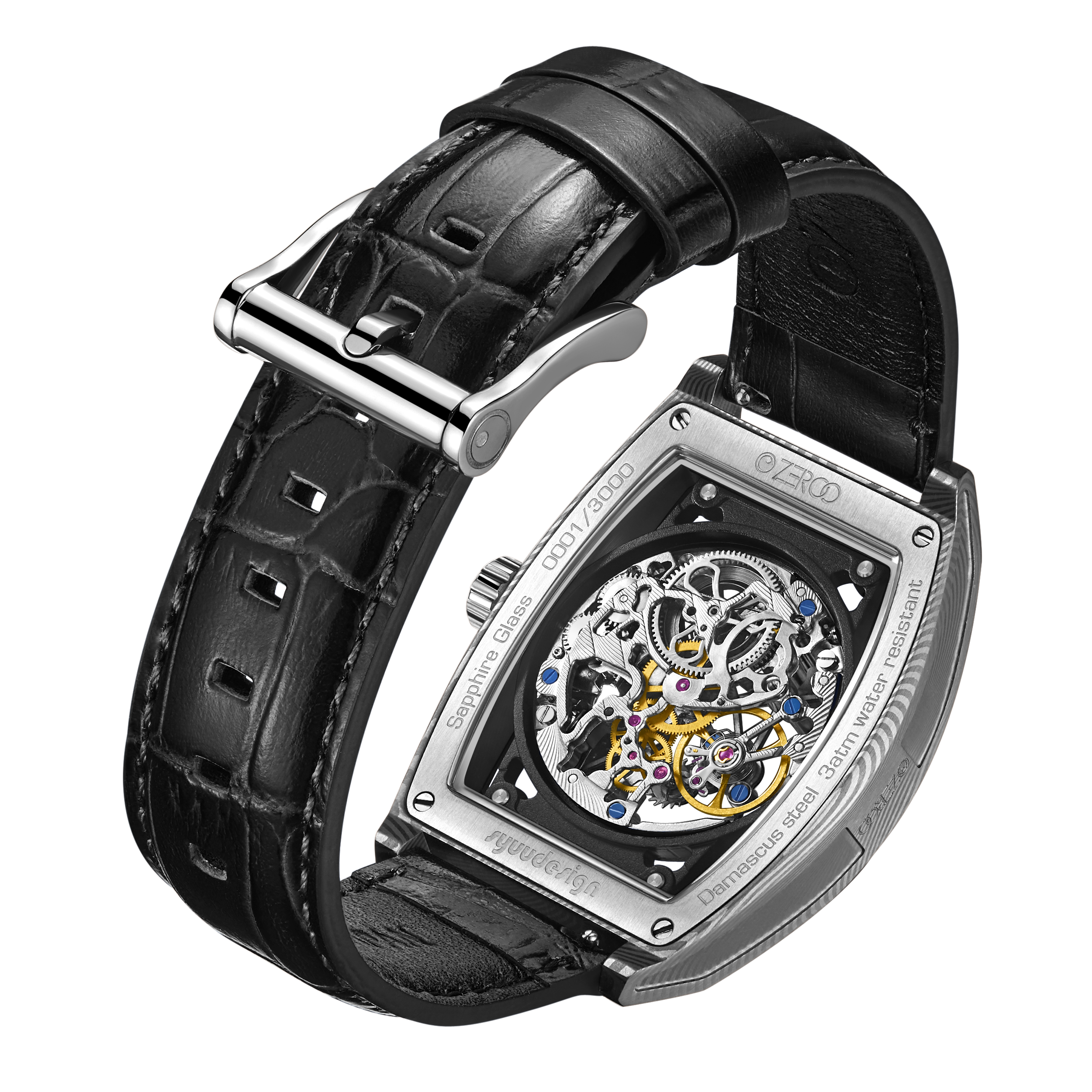 ZEROO M1D | DAMASCUS STEEL THE AURIGA SKELETON MECHANICAL