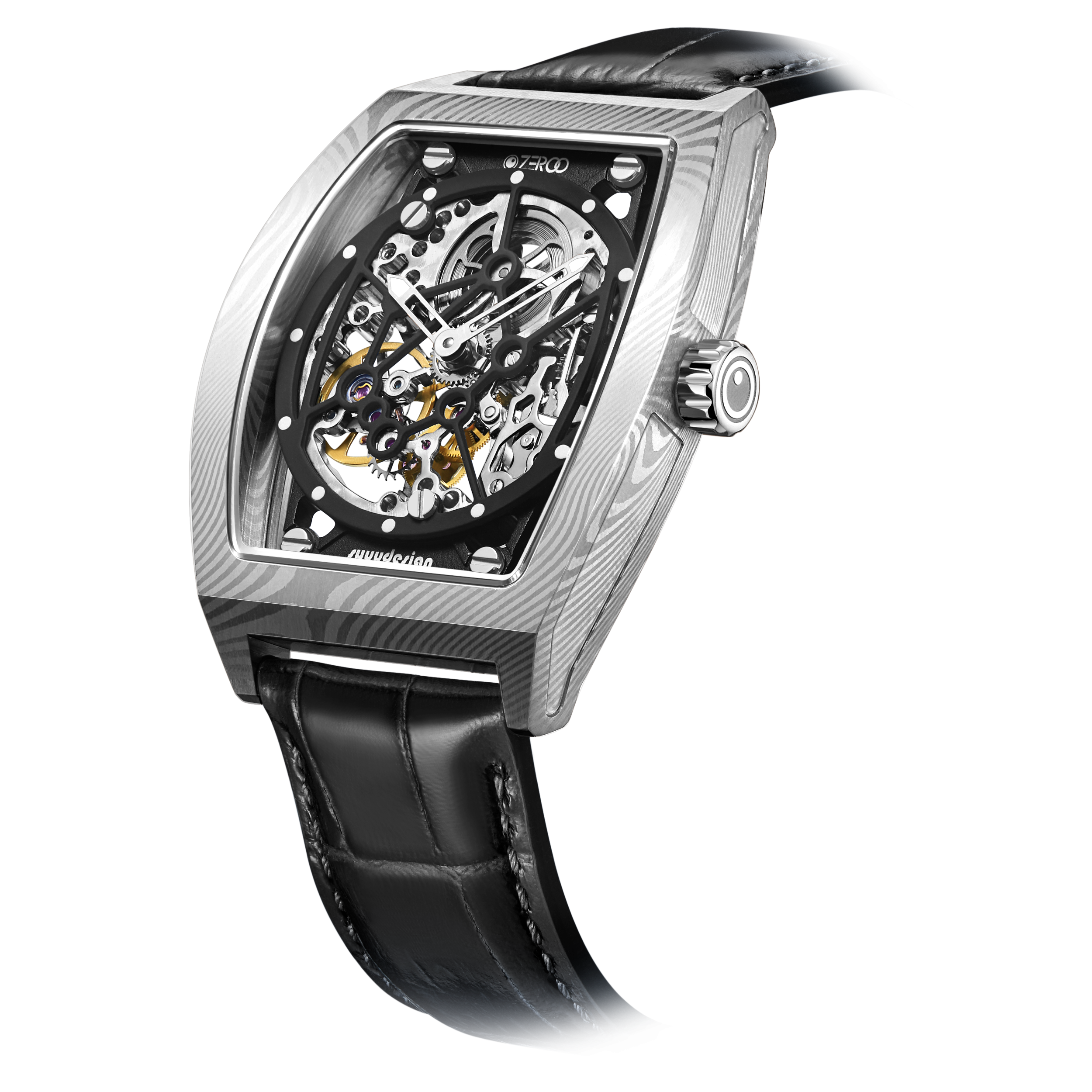 ZEROO M1D | DAMASCUS STEEL THE AURIGA SKELETON MECHANICAL