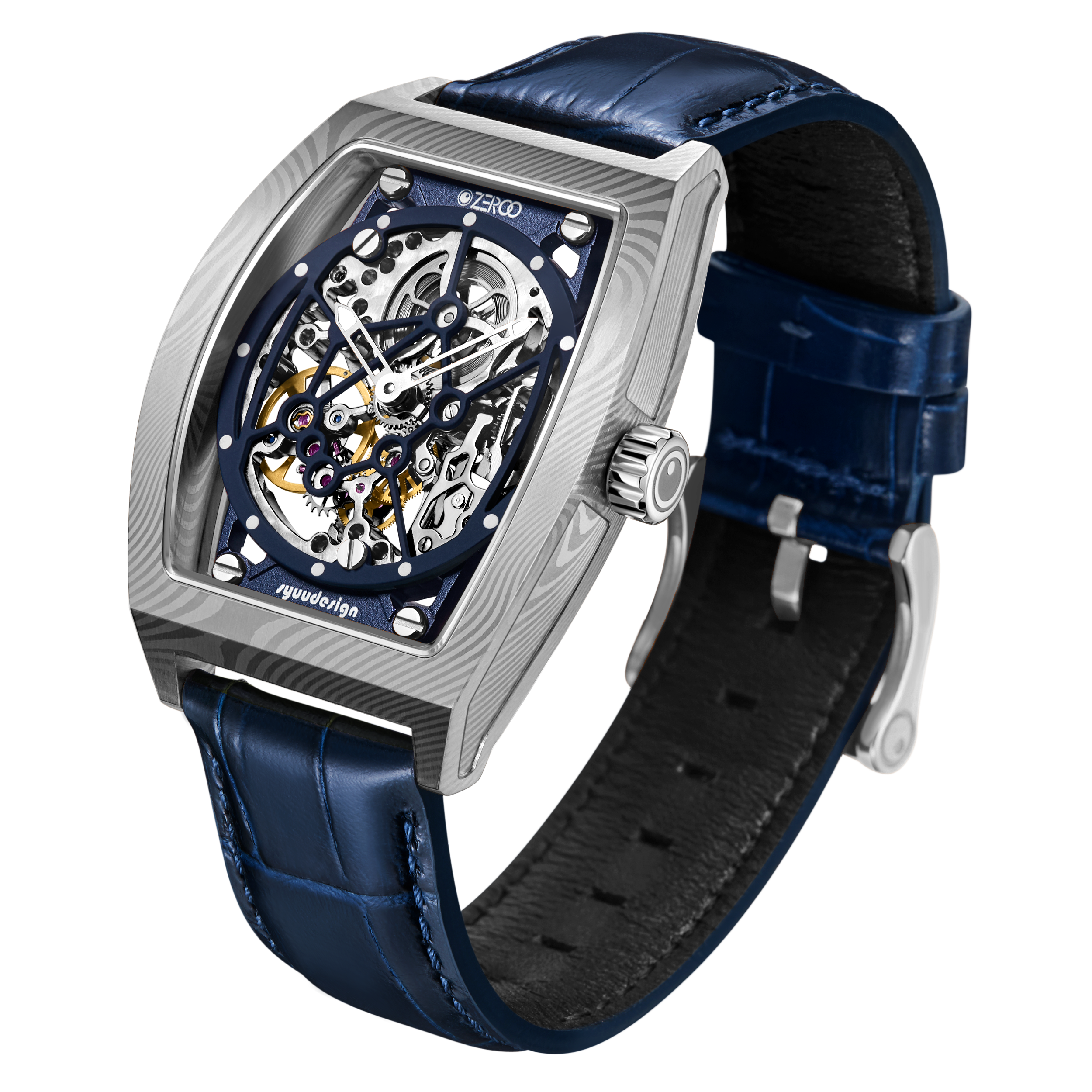 ZEROO M1D | DAMASCUS STEEL THE AURIGA SKELETON MECHANICAL