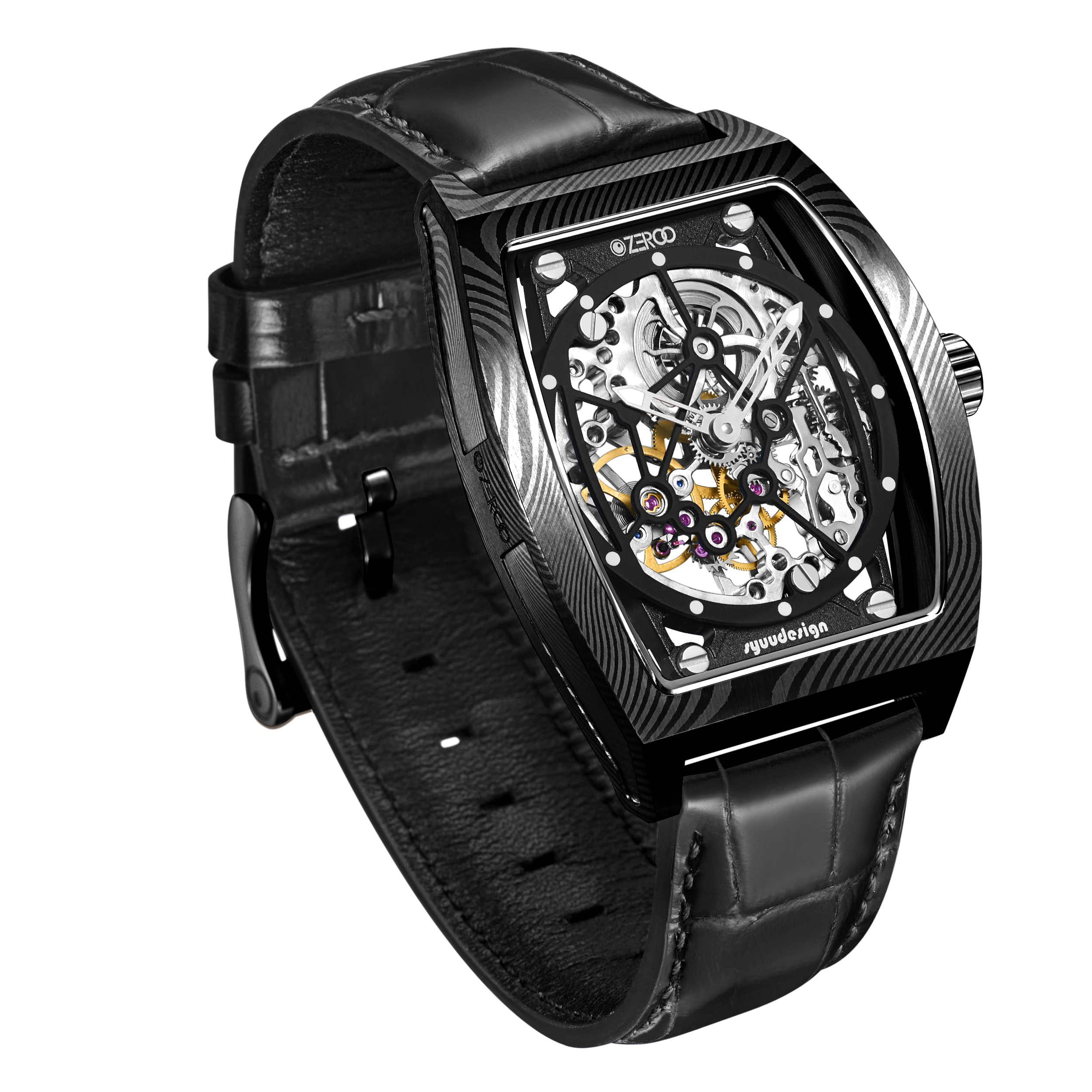 ZEROO M1D | DAMASCUS STEEL THE AURIGA SKELETON MECHANICAL