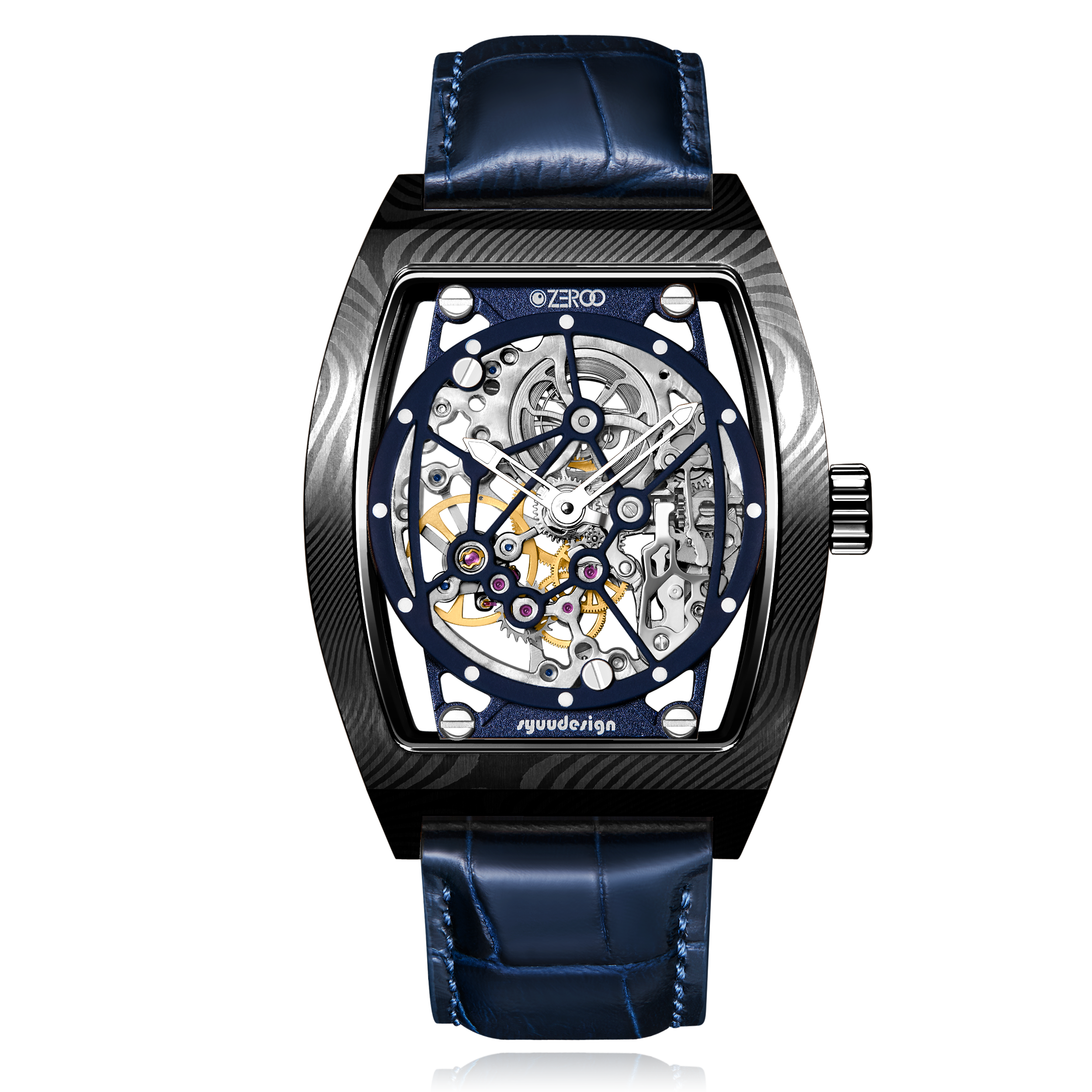 ZEROO M1D | DAMASCUS STEEL THE AURIGA SKELETON MECHANICAL