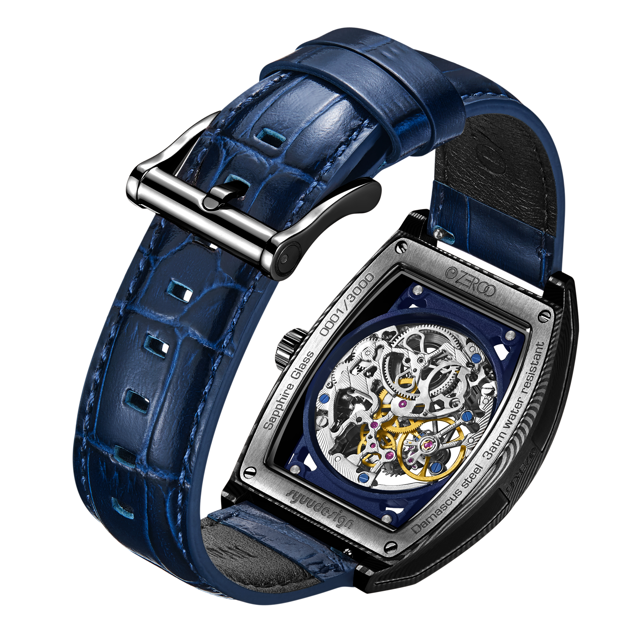 ZEROO M1D | DAMASCUS STEEL THE AURIGA SKELETON MECHANICAL