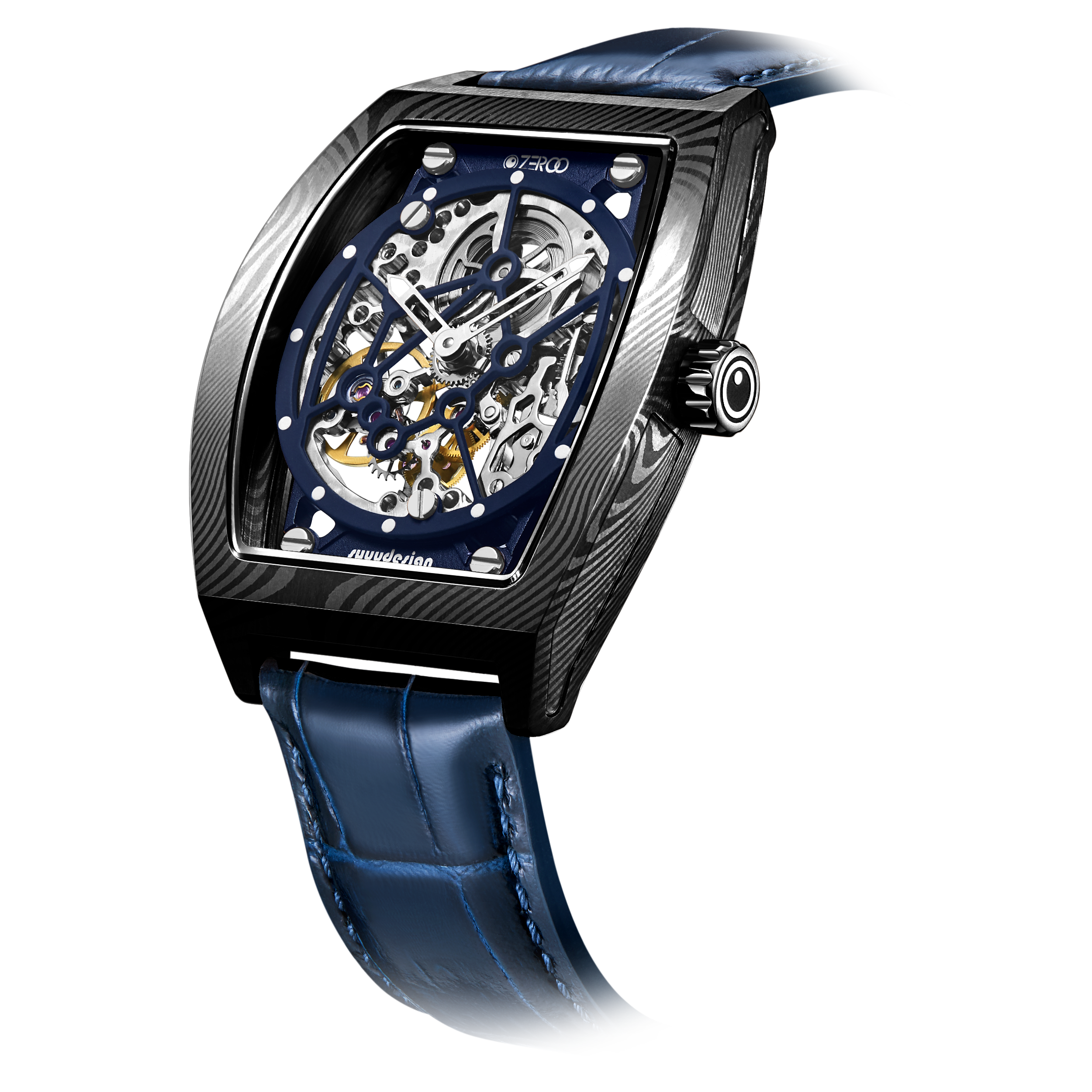 ZEROO M1D | DAMASCUS STEEL THE AURIGA SKELETON MECHANICAL