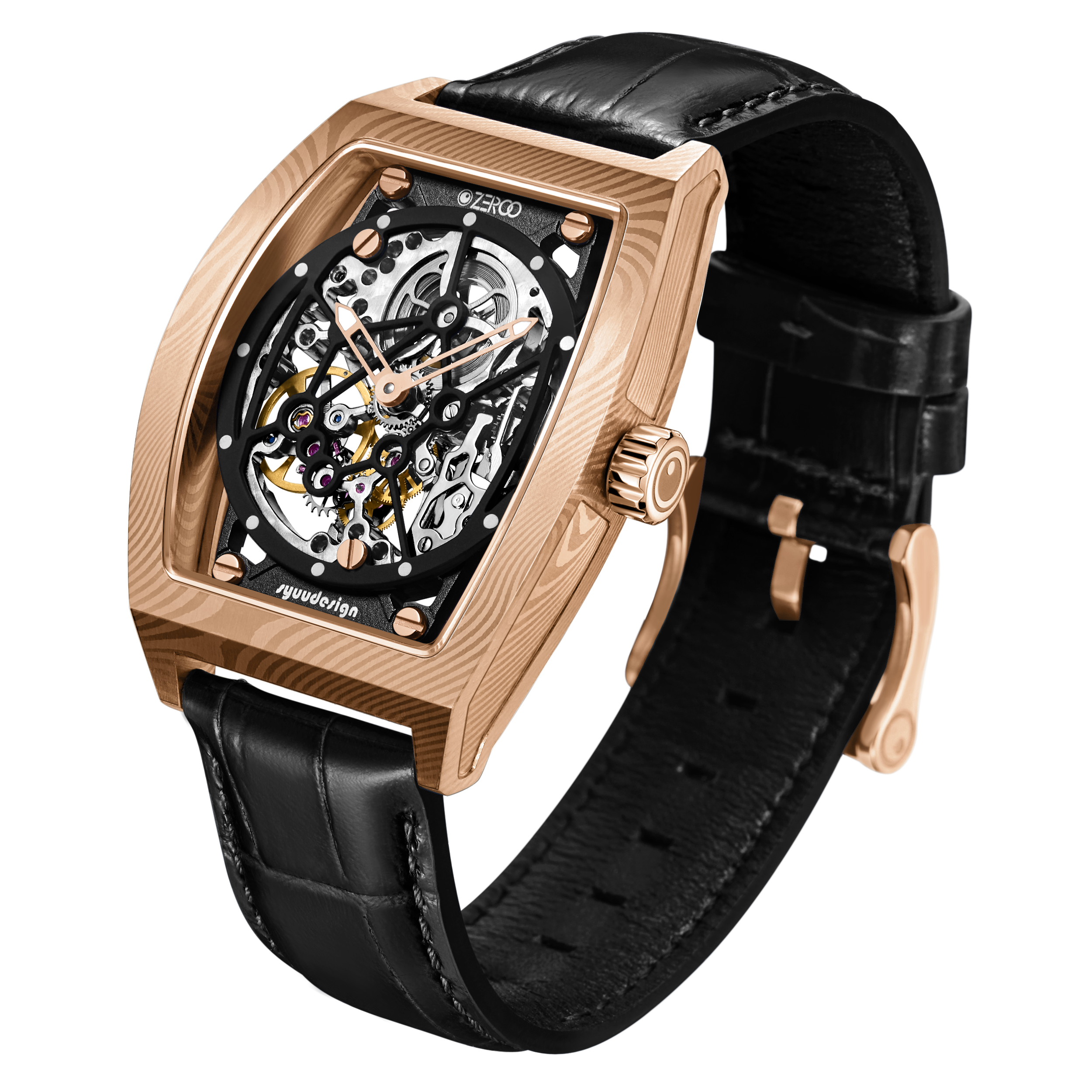 ZEROO M1D | DAMASCUS STEEL THE AURIGA SKELETON MECHANICAL