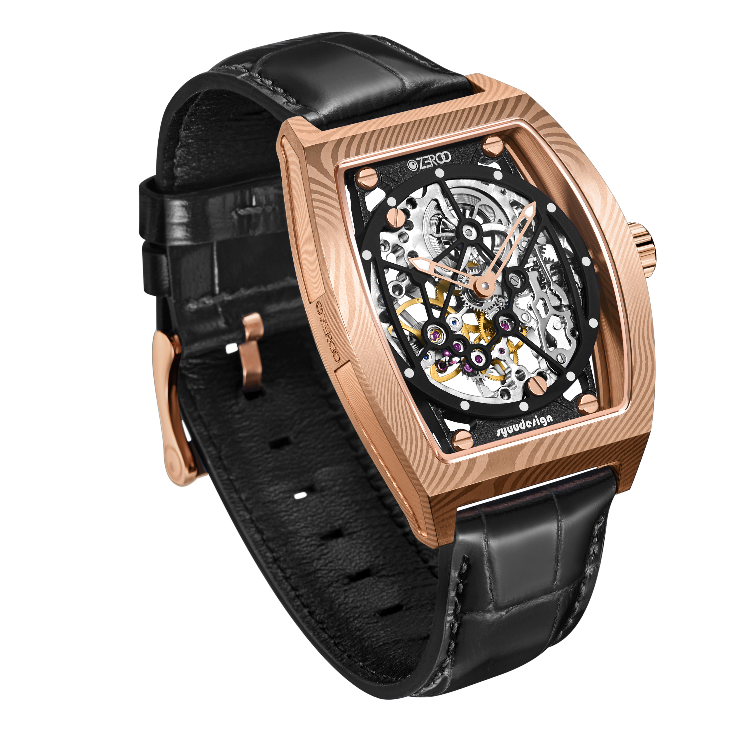 ZEROO M1D | DAMASCUS STEEL THE AURIGA SKELETON MECHANICAL