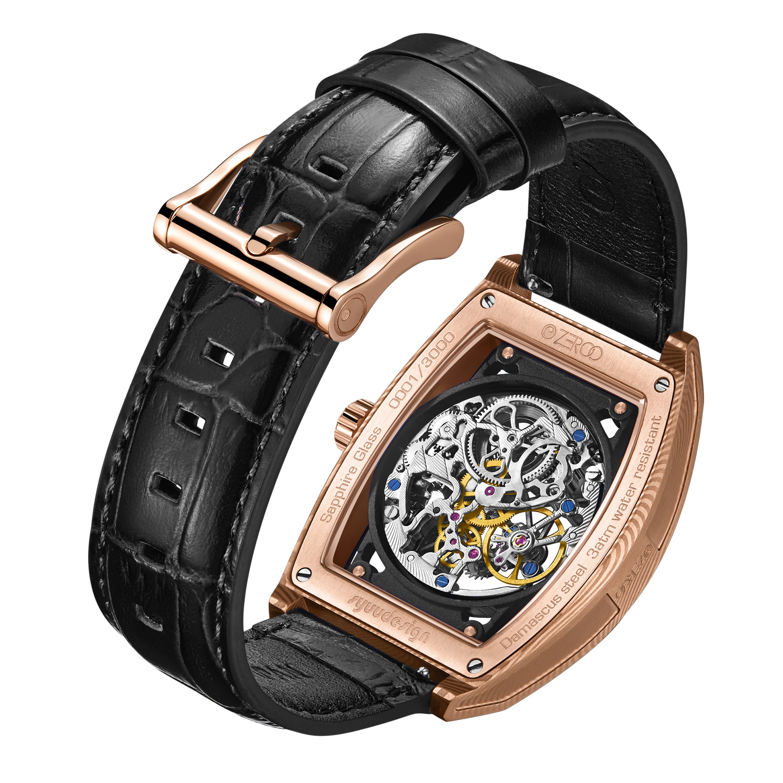 ZEROO M1D | DAMASCUS STEEL THE AURIGA SKELETON MECHANICAL