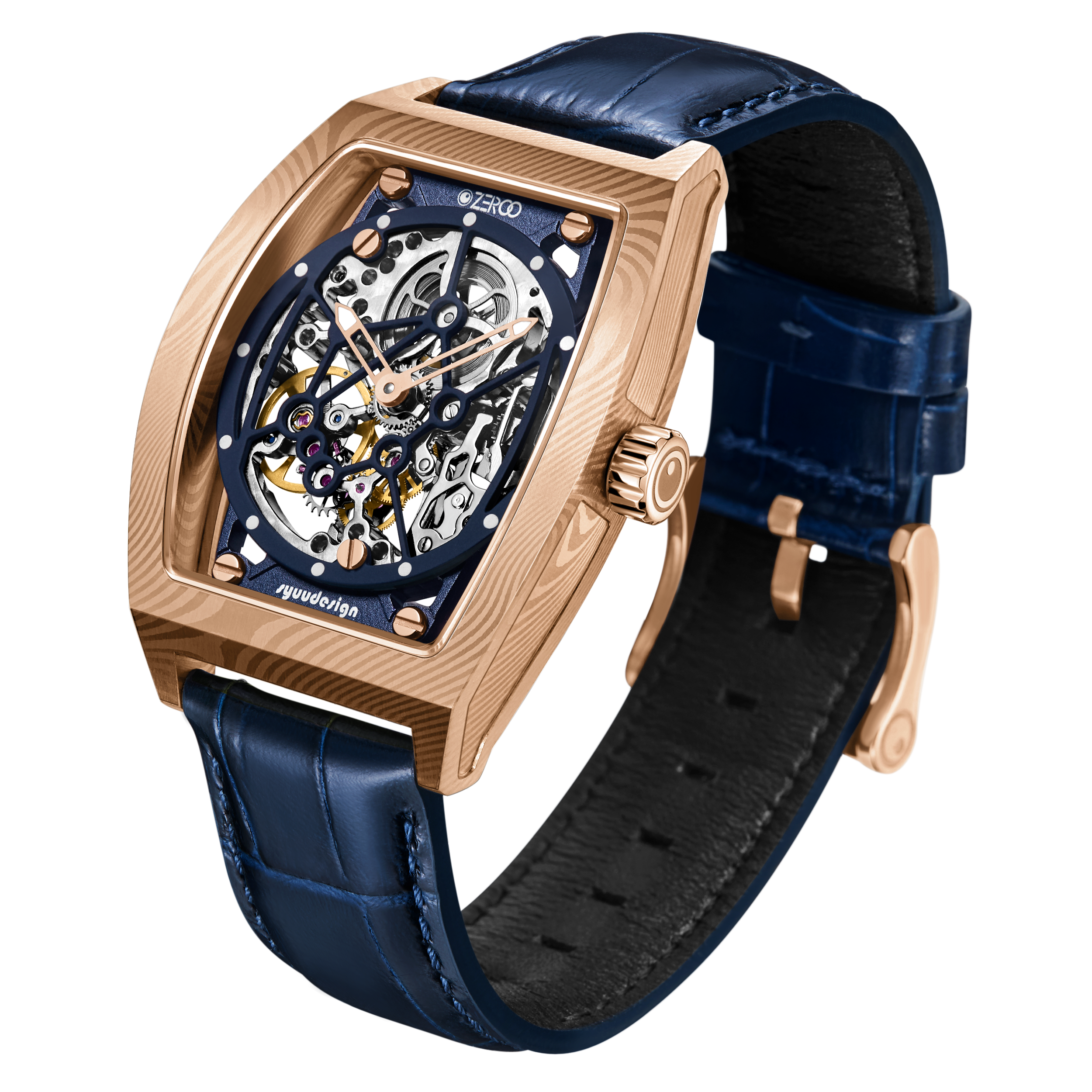 ZEROO M1D | DAMASCUS STEEL THE AURIGA SKELETON MECHANICAL