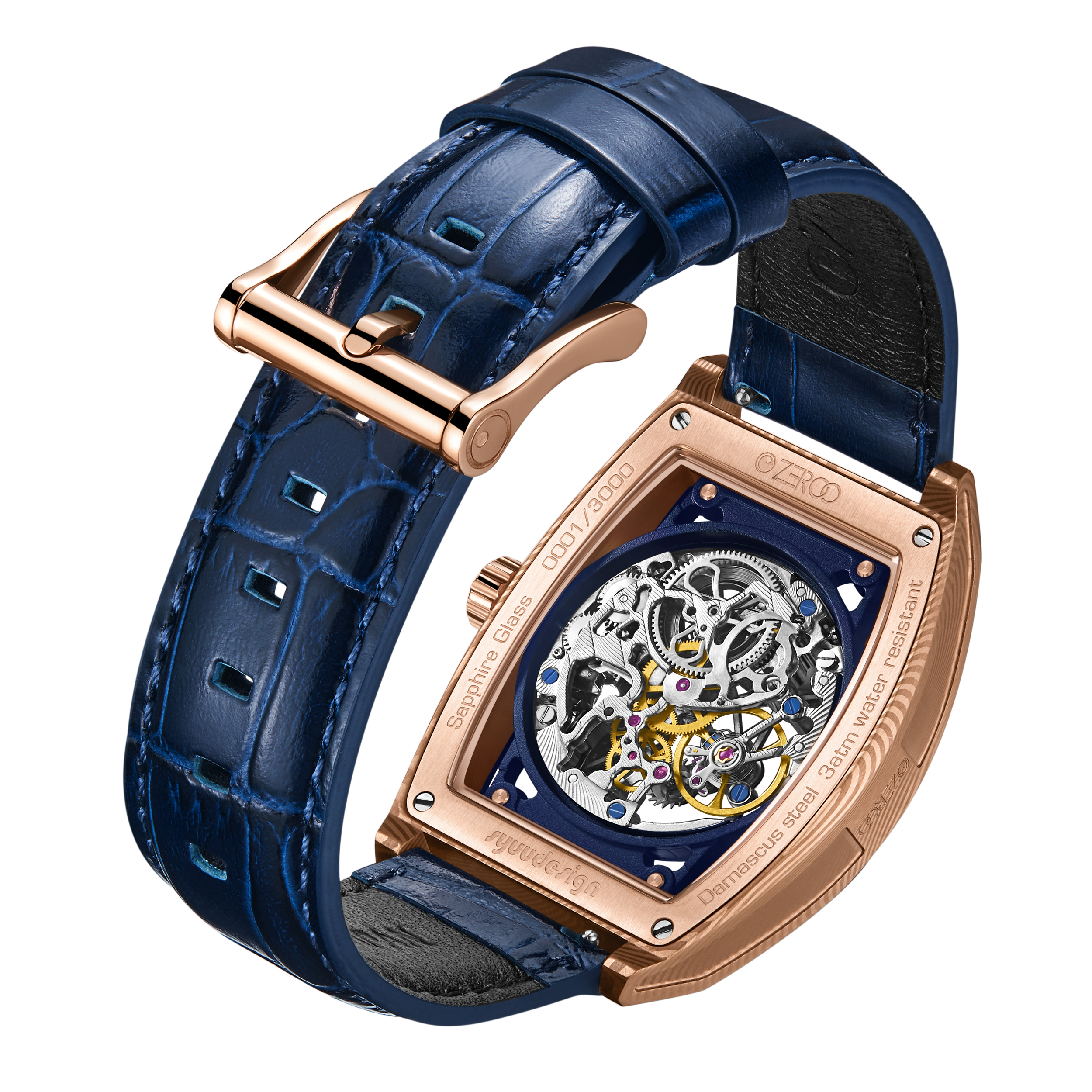 ZEROO M1D | DAMASCUS STEEL THE AURIGA SKELETON MECHANICAL