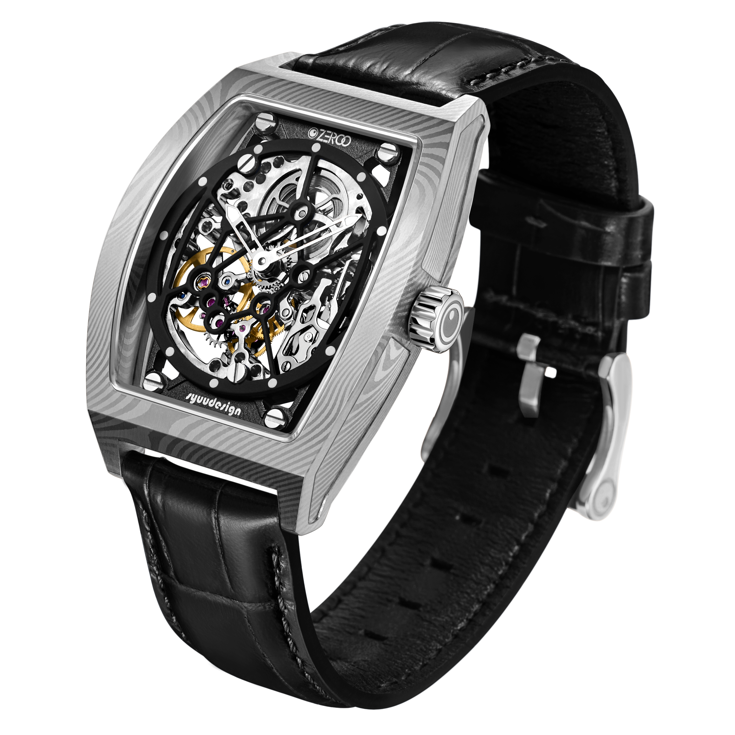 ZEROO M1D | DAMASCUS STEEL THE AURIGA SKELETON MECHANICAL