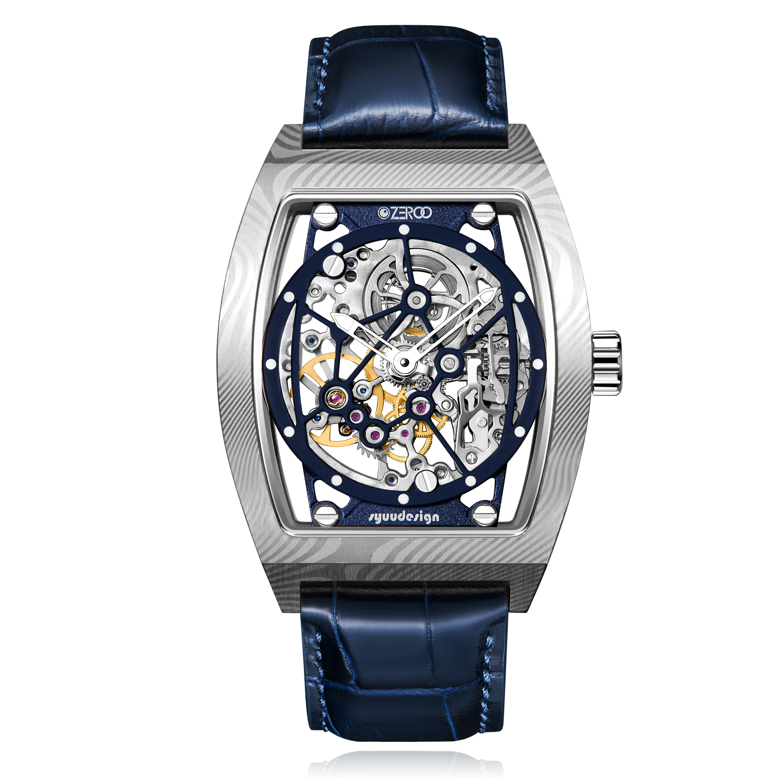 ZEROO M1D | DAMASCUS STEEL THE AURIGA SKELETON MECHANICAL